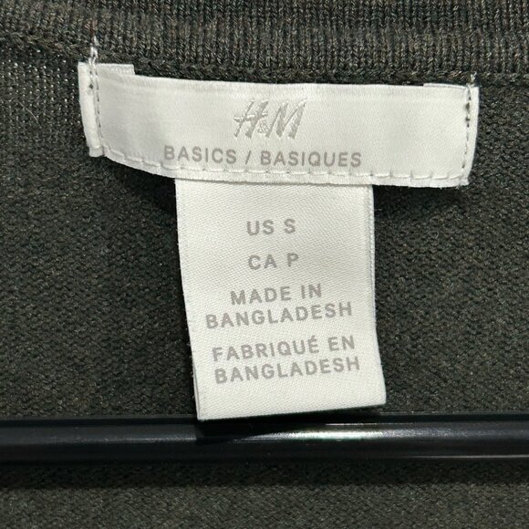 H&M Basics Olive Green Button-Up Cardigan Sweater Sz Small Lightweight Casual - Picture 5 of 9